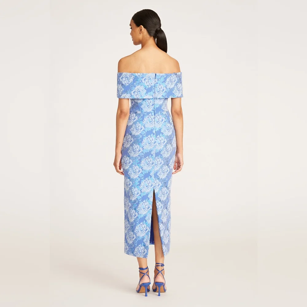 Theia Stretch Jacquard Fitted Cocktail Dress Women's - Picture 3 of 7